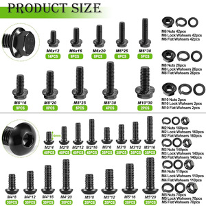 2284Pcs 10.9 Alloy Steel Metric <b>Screws</b> Nuts Bolts Assortment Kit M2 M3 M4 M5 M6 M8 M10 Auto Fastener Set - Product Image 4