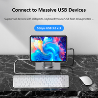 Station d'accueil USB Type C 9 en 1, nouveau stock, avec Ethernet 1000 Mbps, support tablette pliable en aluminium et hub USB