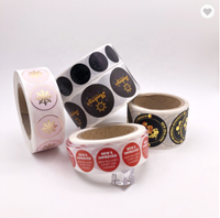 Etiquetas de logotipo impresas personalizadas para embalaje de vinilo, pegatinas impermeables, rollo de impresión, etiquetas redondas
