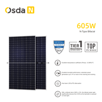 Panneau solaire 600w, panneau solaire bifacial 605w 610w, panneaux photovoltaïques bifaciaux 1000w