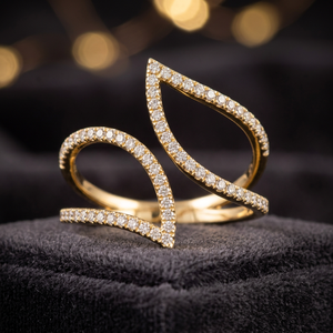 Anillo de Compromiso Unisex de Oro Amarillo de 18K, Chapado en Rodio, con Piedra Natural Engastada en Puntas, Forma Geométrica Minimalista, IGI - Product Image 1