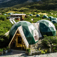 Dôme géodésique en forme d'igloo, tente de glamping avec rideaux intérieurs, vente chaude