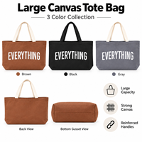 Sac fourre-tout en toile grand format, spacieux et durable, pour commandes régulières, avec étiquette privée et teinte foncée
