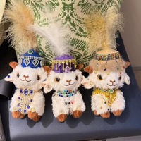 Porte-clés en peluche mouton, adorable jouet en peluche animal de dessin animé avec rembourrage en coton PP, cadeau unisexe, décoration pour sacs et Noël