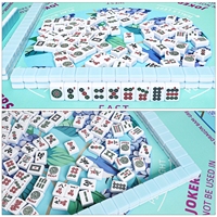 Tapis de Mahjong Américain de Luxe Personnalisé Motif Oiseaux Hortensia Turquoise, Tapis de Table Bleu en Caoutchouc Durable Pliable 83,8 cm Carré AIBILE