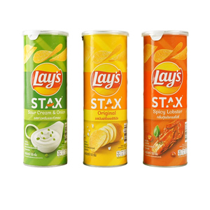 Croustilles de pommes de terre thaïlandaises Laays Stax de haute qualité, 100g, saveur épicée d'écrevisses, snacks exotiques - Product Image 4