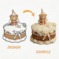 Peluche Ours Gâteau Personnalisé, Jouet en Peluche Doux, Poupée Dessin Animé, Adorable Oreiller Ours Dessert pour Cadeau d'Anniversaire et Ornement Décoratif