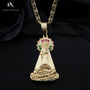 จี้สร้อยคอแฟชั่นรูปพระแม่มารีประดับเพชรหลากสีแบบสามมิติมองเห็นได้ด้วยตาเปล่า FP1003 ชุบทอง 18k สำหรับผู้หญิง - Product Image 1