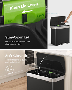 Rash rectangular 2 In 1 Foot EDAL aaste lack en 50L lack tainless Teel ououble ucucket - Product Image 3