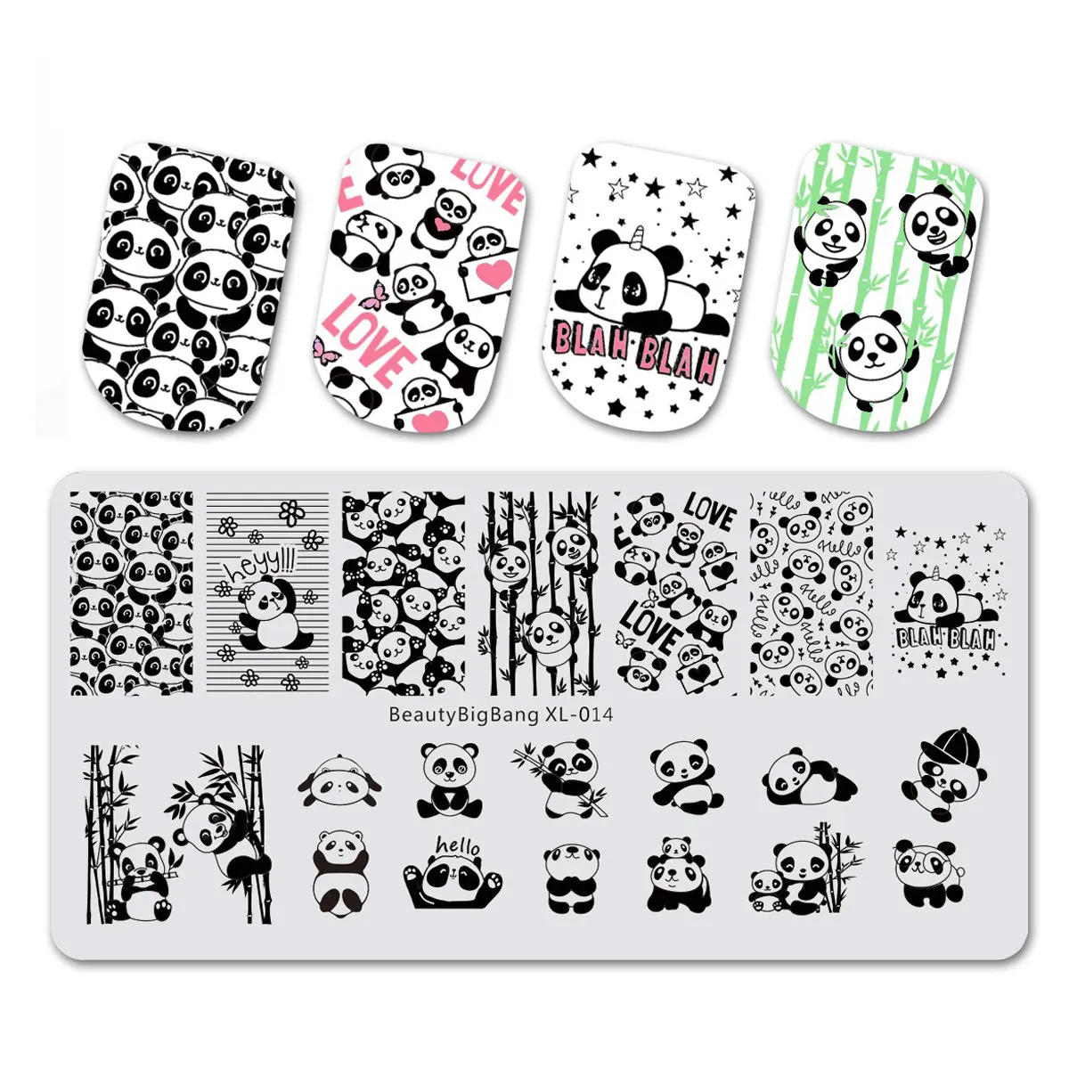 2020 Panda Pattern Rectangle 6X12cm Nail Art Stamping Plates Animal Series Stainless Metal Custom Nail Art Stamp Plates