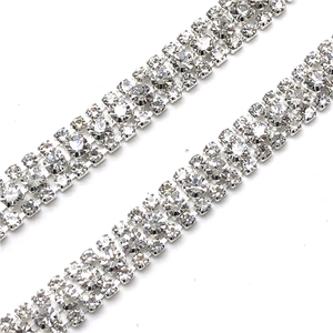 9Mm Bling Bling Đa-Màu Sắc 3 Hàng Rhinestone Cup Chuỗi Cuộn Tùy Chỉnh Phụ Kiện May Mặc Pha Lê Cup Chuỗi Màu Đỏ Màu Xanh Kim Cương Trim - Product Image 3