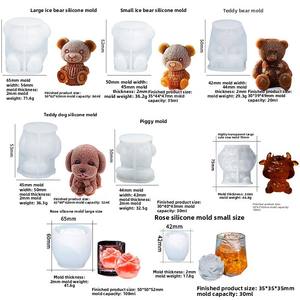 Moule en silicone réutilisable 3D ours en peluche glace en treillis rose moule à glace <span class=keywords><strong>bombe</strong></span> de bain moule à colle goutte animale pour la fabrication de glaçons - Product Image 3