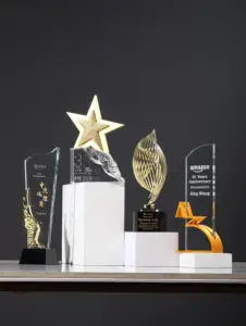 Wholesale Custom High-Grade Crystal Metal Trophies With Worded Logos Sports Medal Cup Awards On Plaques Souvenir Plaque