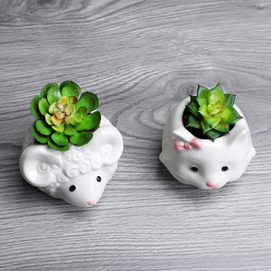 Mini <span class=keywords><strong>pot</strong></span> de fleurs <span class=keywords><strong>en</strong></span> céramique respirant et durable de style <span class=keywords><strong>japonais</strong></span> <span class=keywords><strong>pour</strong></span> plantes de bureau - Product Image 3