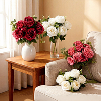 Nouvelles 6 Roses Flocons de Neige Artificielles en Vase Décoration Maison Mariage Saint-Valentin Célébration Plantes Vertes Accessoires de Photographie