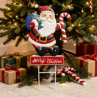 Décorations de jardin en métal décoratives, piquets de Noël Père Noël, décoration artistique en fer durable pour jardin avant, patio, pelouse