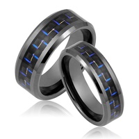 Bagues tendance en céramique noire pour hommes Bijoux élégants en fibre de carbone