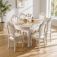 Ensemble de table à manger pliable multifonctionnel extensible, style moderne minimaliste, bois massif, marbre, carré à rond, pour la maison