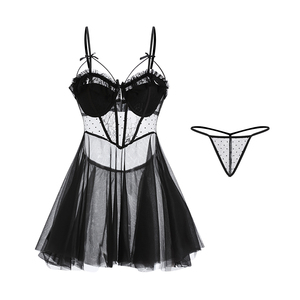 性感内衣女性内衣垫圆点网眼睡衣衬衣婴儿娃娃GR1708 - Product Image 6