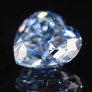 Sigem batu permata Moissanite kualitas tinggi potongan hati biru laboratorium dibuat safir 10mm 9mm batu permata longgar sempurna perhiasan batu permata 1ct