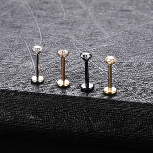 Lingchee 316L Acier Chirurgical Filetage Intérieurement <span class=keywords><strong>Labret</strong></span> <span class=keywords><strong>Piercing</strong></span> Lèvre Stud Tragus Oreille <span class=keywords><strong>Piercing</strong></span> Bijoux Avec Prong Set CZ - Product Image 3