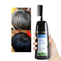 Champú de color para el cabello en crema a base de hierbas totalmente natural, cubre cabello gris y blanco, tinte de aceite negro permanente en tubo de espuma certificado por MSDS