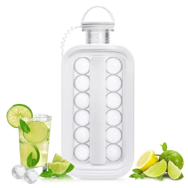 Ice Cube Trays 2 in 1 Portable Ice Ball Maker Kettle With 17 Grids Flat Body Lid Cooling Ice Pop