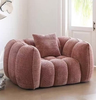 Fauteuil de salon matelassé en tissu peluche Teddy 2025 avec coussin en mousse, ensemble de canapés thermoformés sous vide pour hôtels
