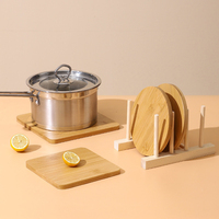 Tapis de cuisine multifonctionnel isolant et résistant à la chaleur en bambou écologique avec cadre en bois carré pour usage domestique quotidien