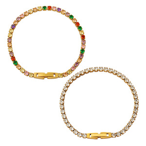 Cadena de tenis de 3mm de oro y acero inoxidable de 18 quilates para mujer con pulsera de moda de Zirconia cúbica colorida regalo para mujer - Product Image 5