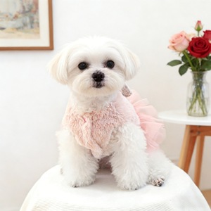 Pet Princess Style Dress For Dogs And <b>Cats</b> Pink Plush Tulle Skirt Autumn Winter Warm <b>Clothes</b> - Product Image 3