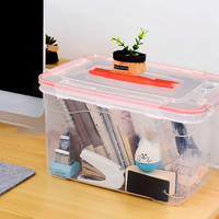 Boîte de rangement en plastique transparent de haute qualité avec poignée Loco, organisateur multifonctionnel pour la maison