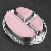 Assiette Moderne Simple en Acier Inoxydable pour Enfants, Assiette à Grille pour Bébé, Motif Dessin Animé, Rentrée Scolaire, Durable, Compatible Lave-Vaisselle, Non Toxique