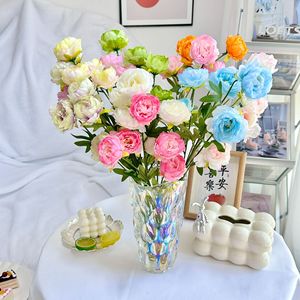 Nuovo Set di Decorazioni Floreali a 5 Teste di Peonia Ouyang per Tavolo da Pranzo, Camera da Letto, Matrimoni, con Intreccio in Paglia - Product Image 3