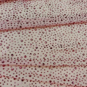 Usine de Guangzhou personnalisé <span class=keywords><strong>Fushia</strong></span> <span class=keywords><strong>rose</strong></span> gelée strass tissu incrusté de diamants garniture en strass - Product Image 3