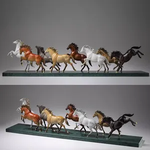 Fengshui Estátua de bronze para mesa de metal, escultura de cavalos em corrida, decoração para decoração de interiores