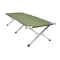 Vente en gros de lit pliant en aluminium Lit civière de camping vert facile à transporter lit de camping en métal