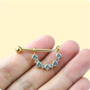 Anillo de pecho bohemio de acero inoxidable con circonita incrustada, joyería <span class=keywords><strong>para</strong></span> <span class=keywords><strong>piercing</strong></span> de pezón, regalo <span class=keywords><strong>para</strong></span> bodas, compromisos y fiestas - Product Image 4