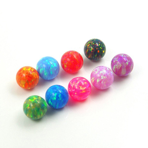 Mezzo foro pieno senza foro OP17 perline in opale sintetico a forma di sfera bianca - Product Image 4