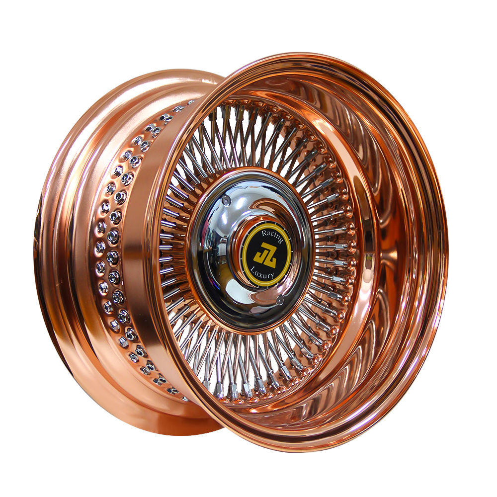 Jiangzao 13-26 Inch Rose Gold Chrome Wire Spoke Wheels 5x112