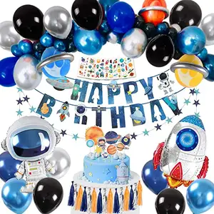 Outer Space Party Astronaut Ballonnen Rocket Folie Ballonnen Galaxy Thema Party Jongen Kids Birthday Party Decor Gunsten Helium Globals