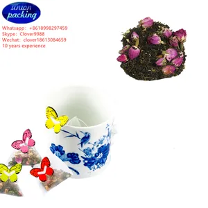 Fibroid Tea Butterfly Pea Flower tea termosaldatura di alta qualità nylon butterfly label triangolo rose flower sacchetto di imballaggio per tè verde