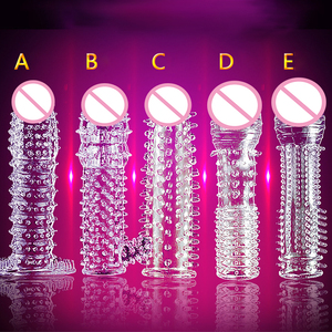 Großhandel Super Qualität Soft Crystal Wieder verwendbare Silikon hülle Gummi Extra gepunktete Penis Kondom - Product Image 6