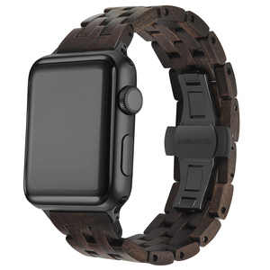Bracelet en bois <span class=keywords><strong>noir</strong></span> classique de 22 mm pour Apple Watch Iwatch toutes séries 11 10 9 8 7 <span class=keywords><strong>6</strong></span> 5 SE 49 mm Ultra - Product Image 4