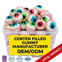 Caramelos con forma de ojo 3D realistas, rellenos en el centro, al por mayor, personalizados de fábrica, en caja, Halal, OEM, de frutas blandas, para Halloween.