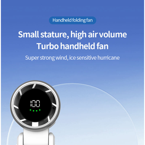 Mini ventilateur portable blanc rechargeable par USB avec affichage numérique, puissant, pour un refroidissement personnel - Product Image 2