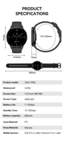 Reloj Inteligente VALDUS 2025 VS41 PRO 1ATM Resistente al Agua, Pantalla AMOLED Grande de 1.43 Pulgadas, 280mAh, Llamadas por BT, Reloj Deportivo para Mujer