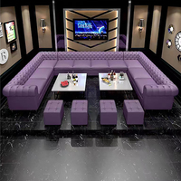 Karaoké Discothèque Canapé et Table Chesterfield Cuir Synthétique Bouton Tufté Canapé
