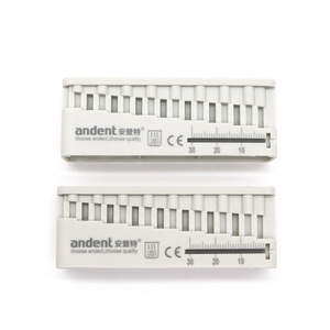 Regla de Medición de Conductos Radiculares Andent de 30 mm, Blanca, Soporte para Colocación de Limas K y H para Terapia Oral - Product Image 1