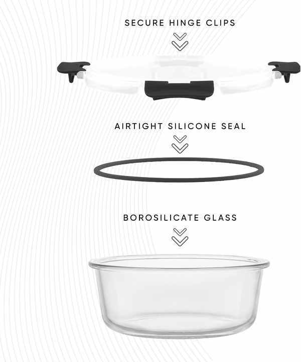 Hot Selling 12Pcs Set High Borosilicate Glass Lunch Box Minimalist Kitchen Grey Lid Air Tight Meal Prep Containers For Food · image 4